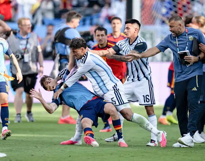 World Cup final brawl examined after Spain beat Argentina