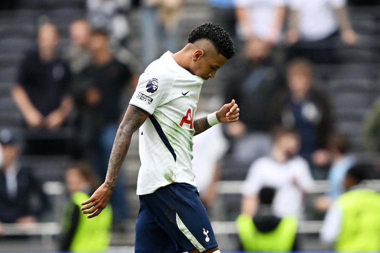 Sávio of Tottenham reacts after losing to Aston Villa in Premier League